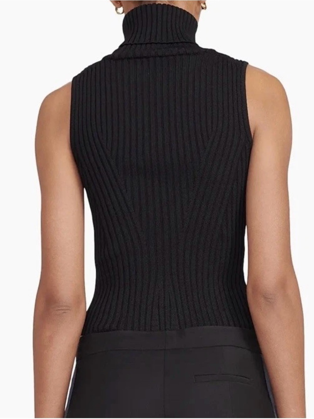 STAUD Callum Black Sleeveless Ribbed Turtleneck Tank - Picture 2 of 4